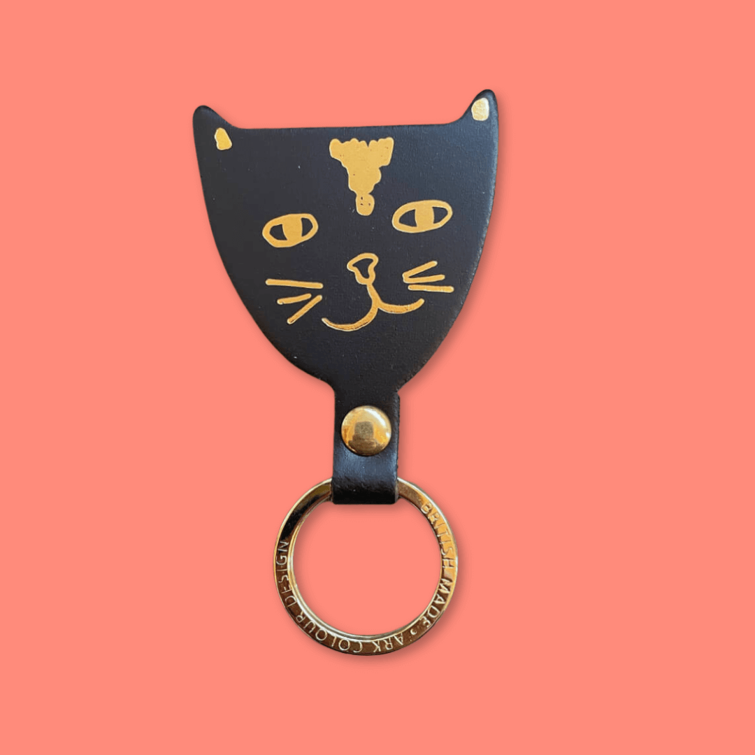 Black Cat Head Key Ring