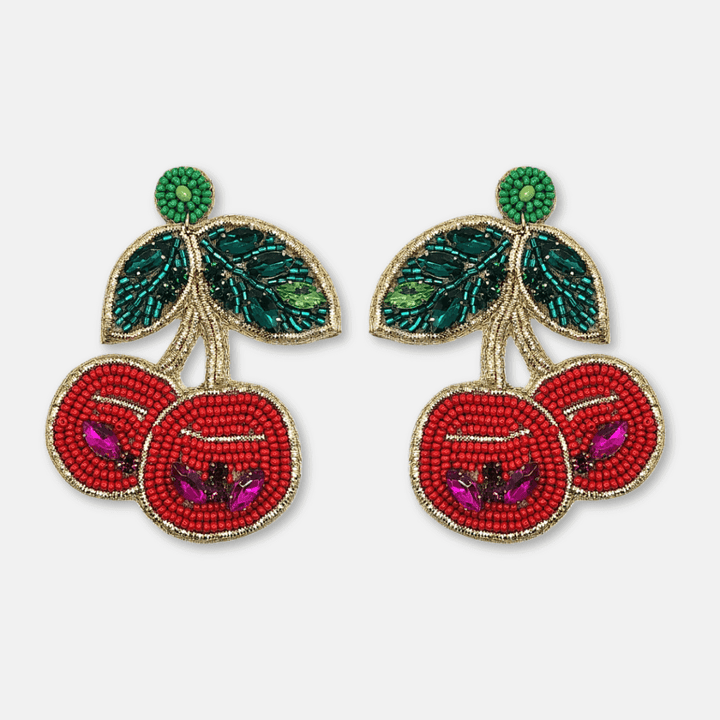 Beaded Disco Cherry Earrings