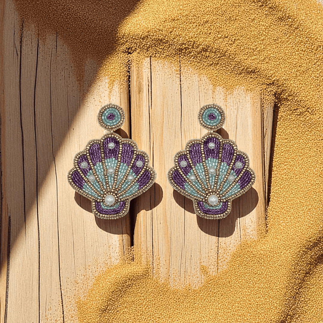 Ombre Beaded Shell Earrings
