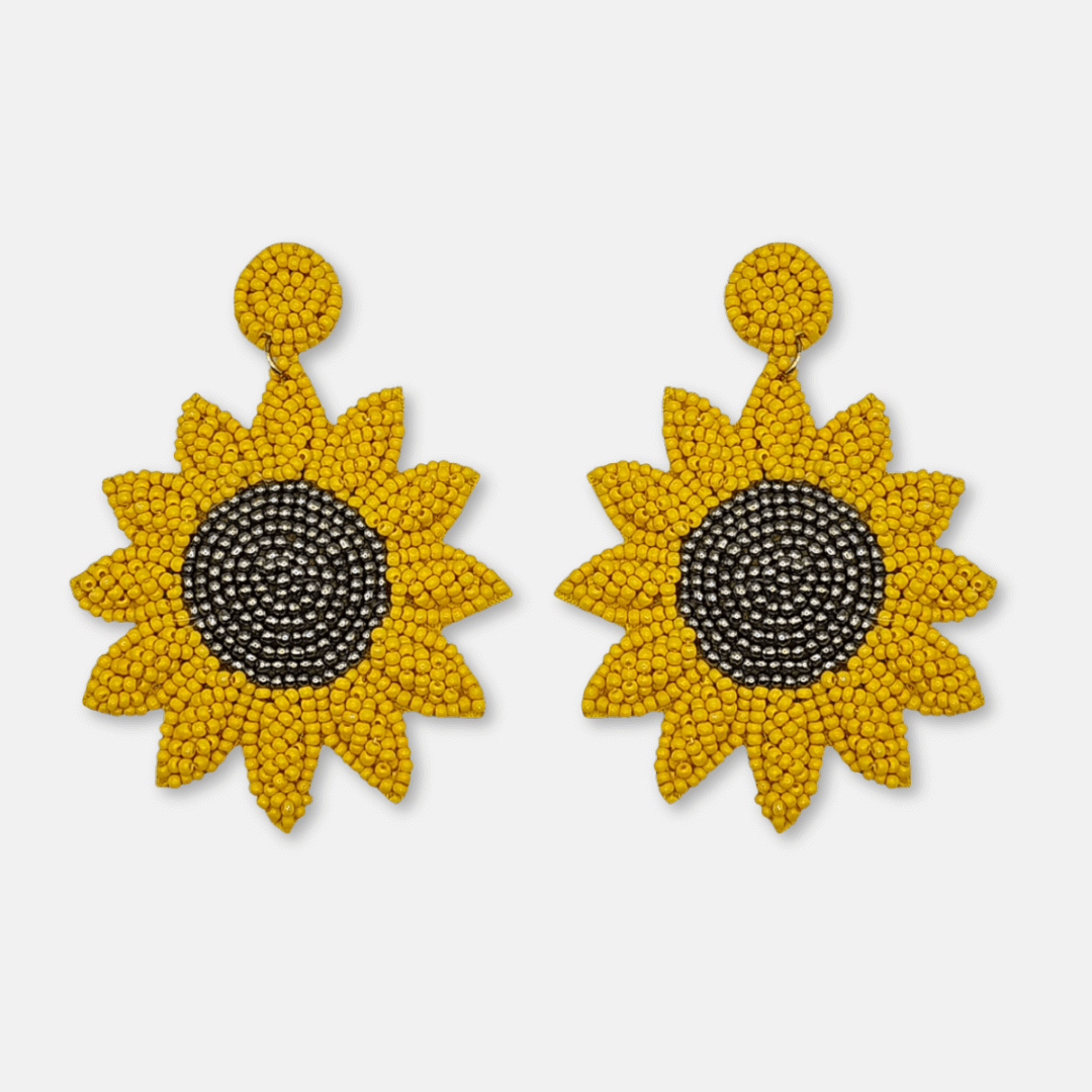 Beaded Sunflower Earrings