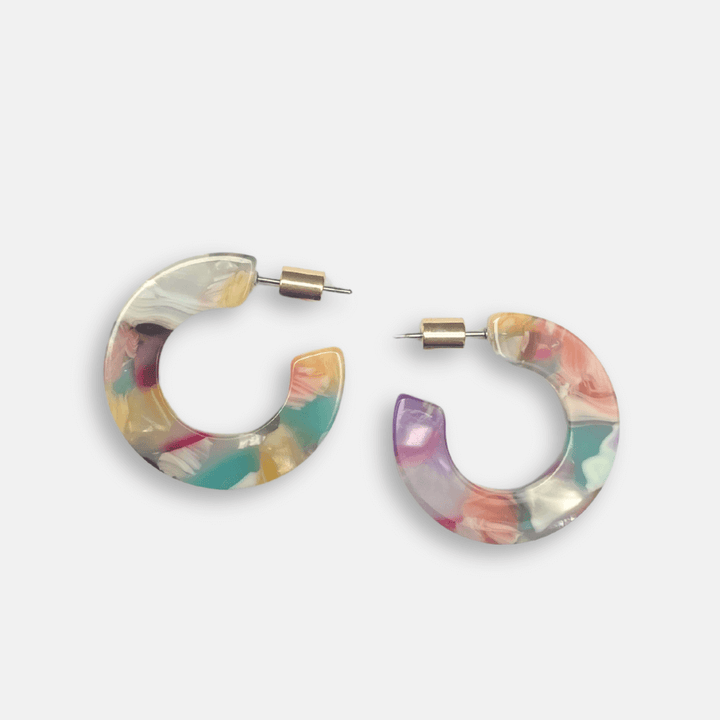 Small Flat Hoop Resin Earrings