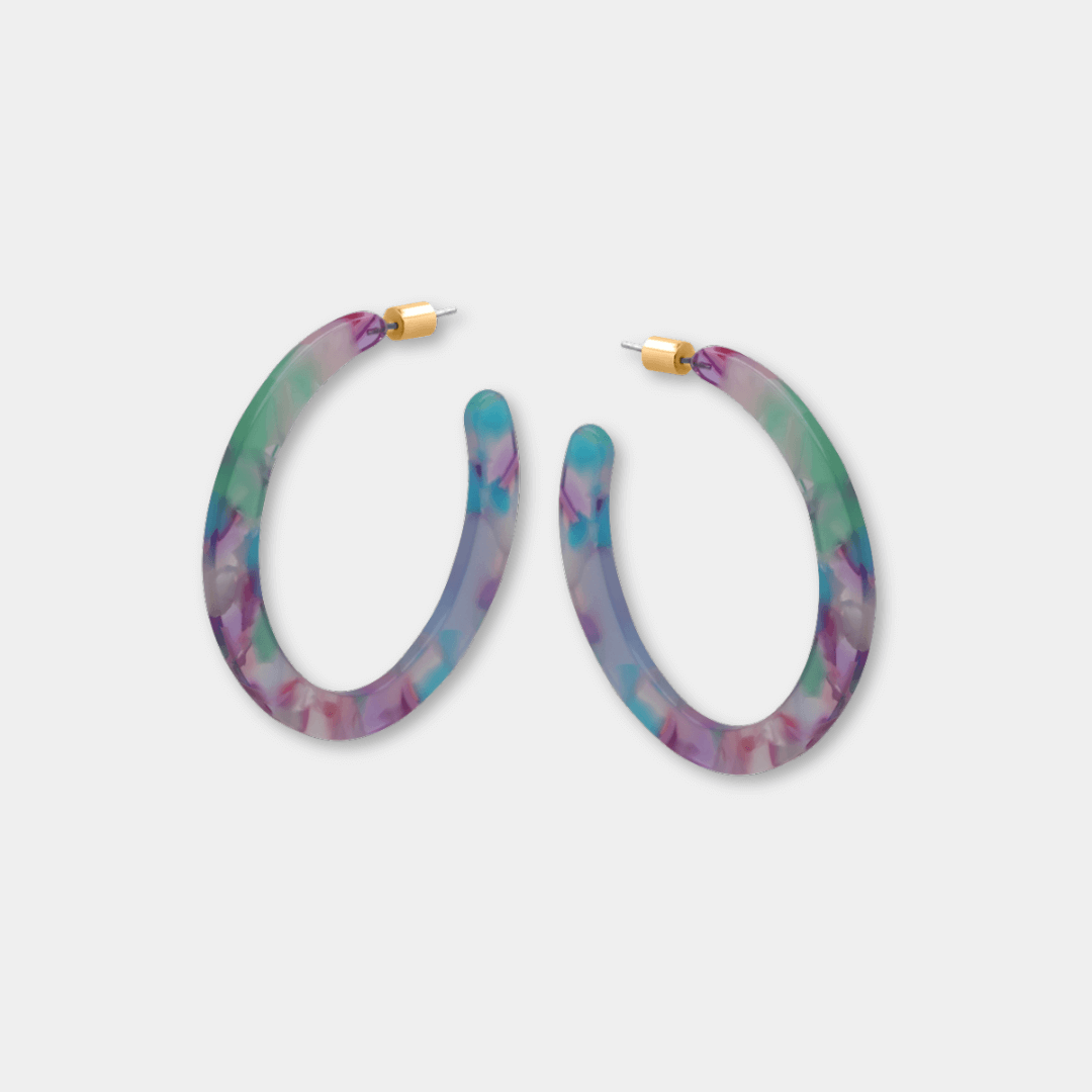 Oval Resin Hoop Earrings