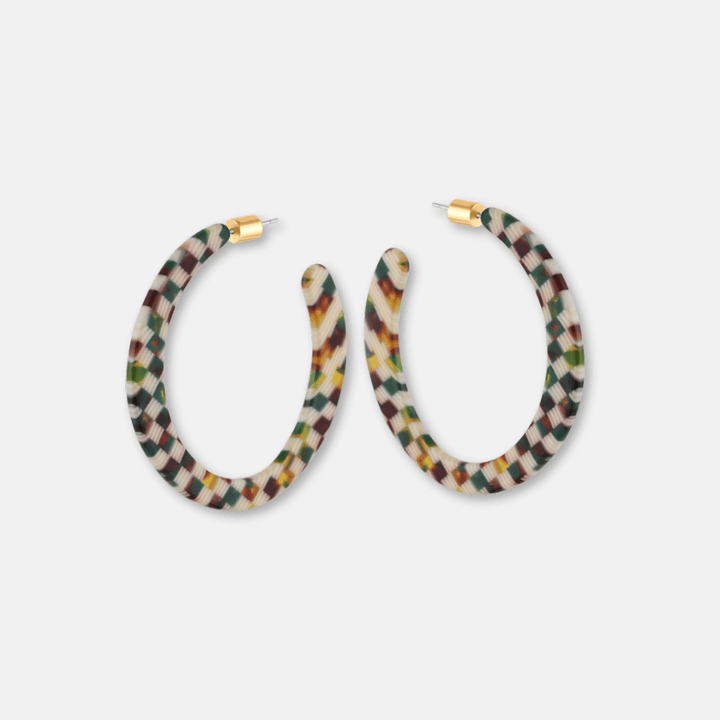 Oval Resin Hoop Earrings