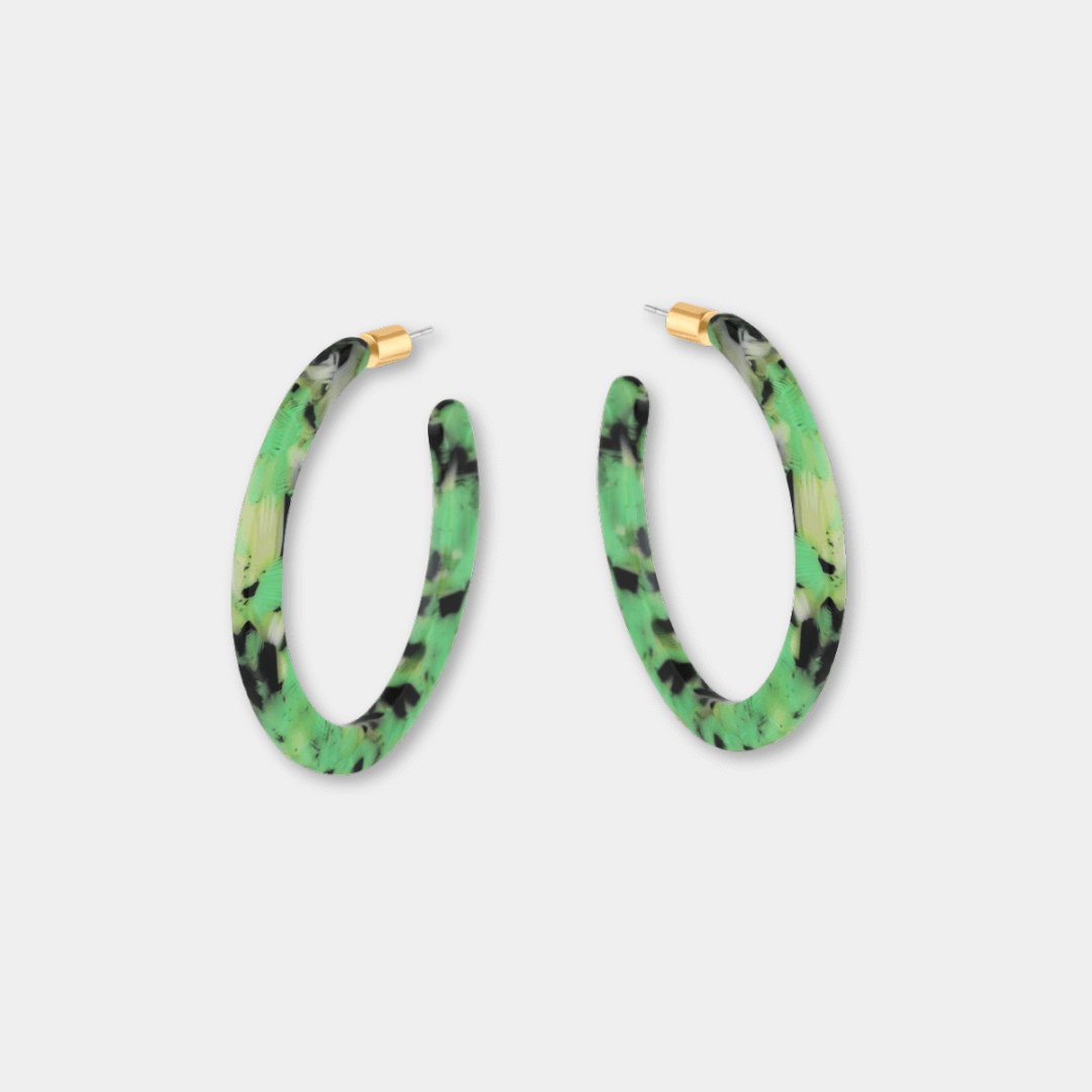 Oval Resin Hoop Earrings