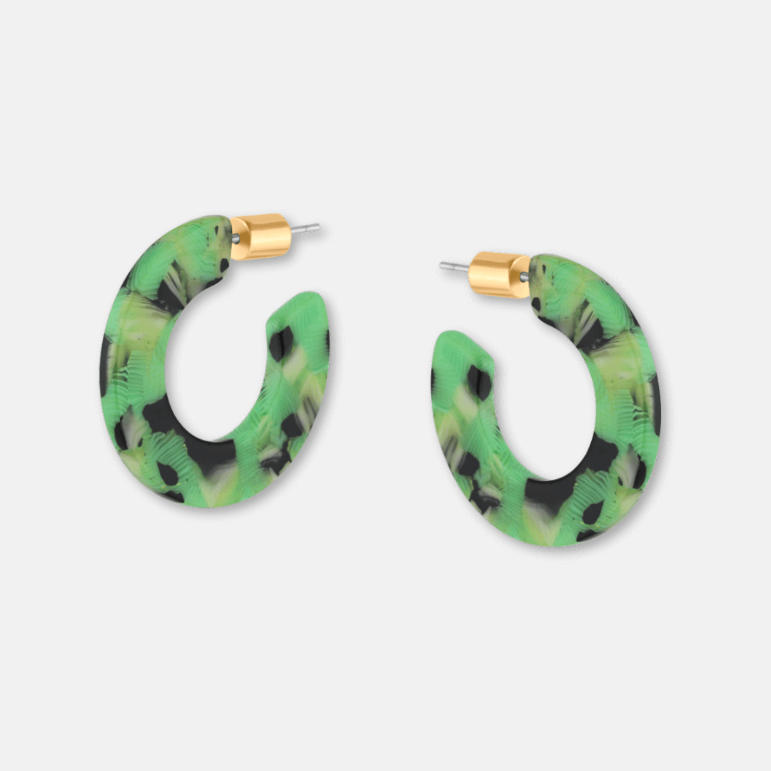 Small Flat Hoop Resin Earrings