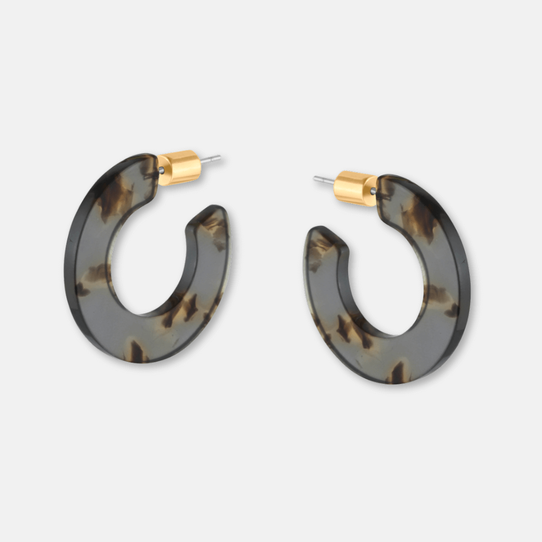 Small Flat Hoop Resin Earrings