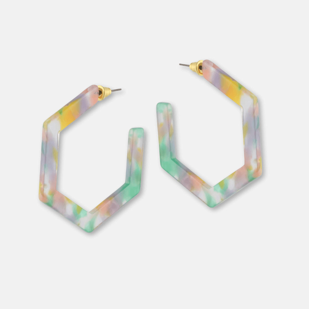 Hexagon Hoop Earrings