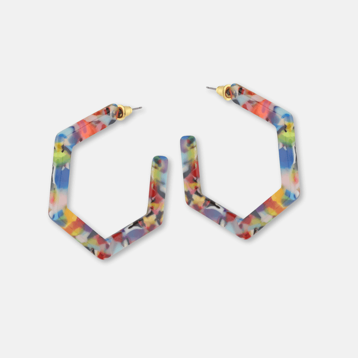 Hexagon Hoop Earrings