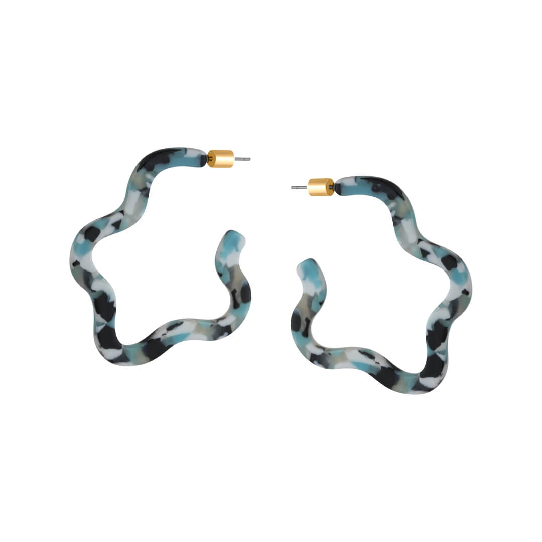 Large Squiggle Hoop Resin Earrings