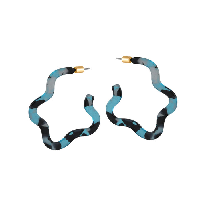 Large Squiggle Hoop Resin Earrings