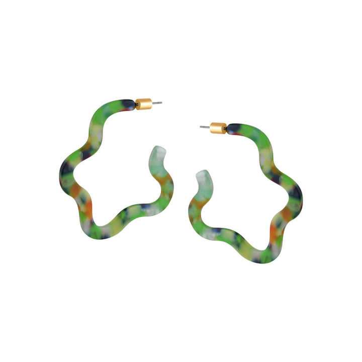 Large Squiggle Hoop Resin Earrings