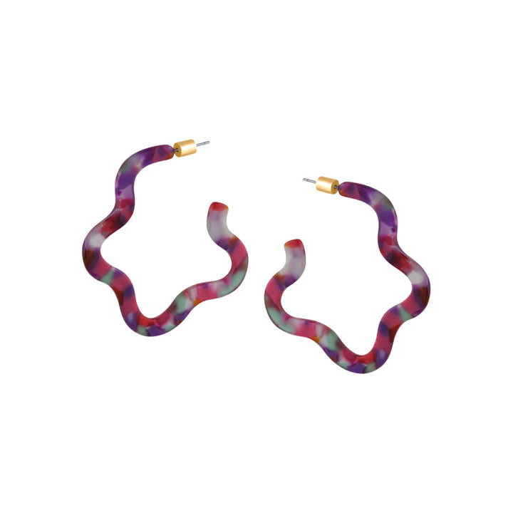 Large Squiggle Hoop Resin Earrings