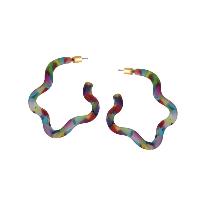 Large Squiggle Hoop Resin Earrings