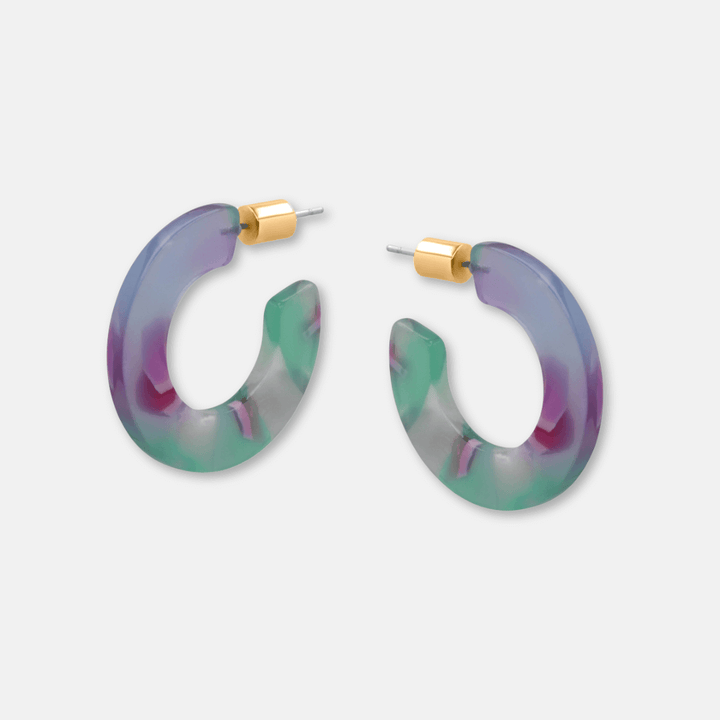 Small Flat Hoop Resin Earrings