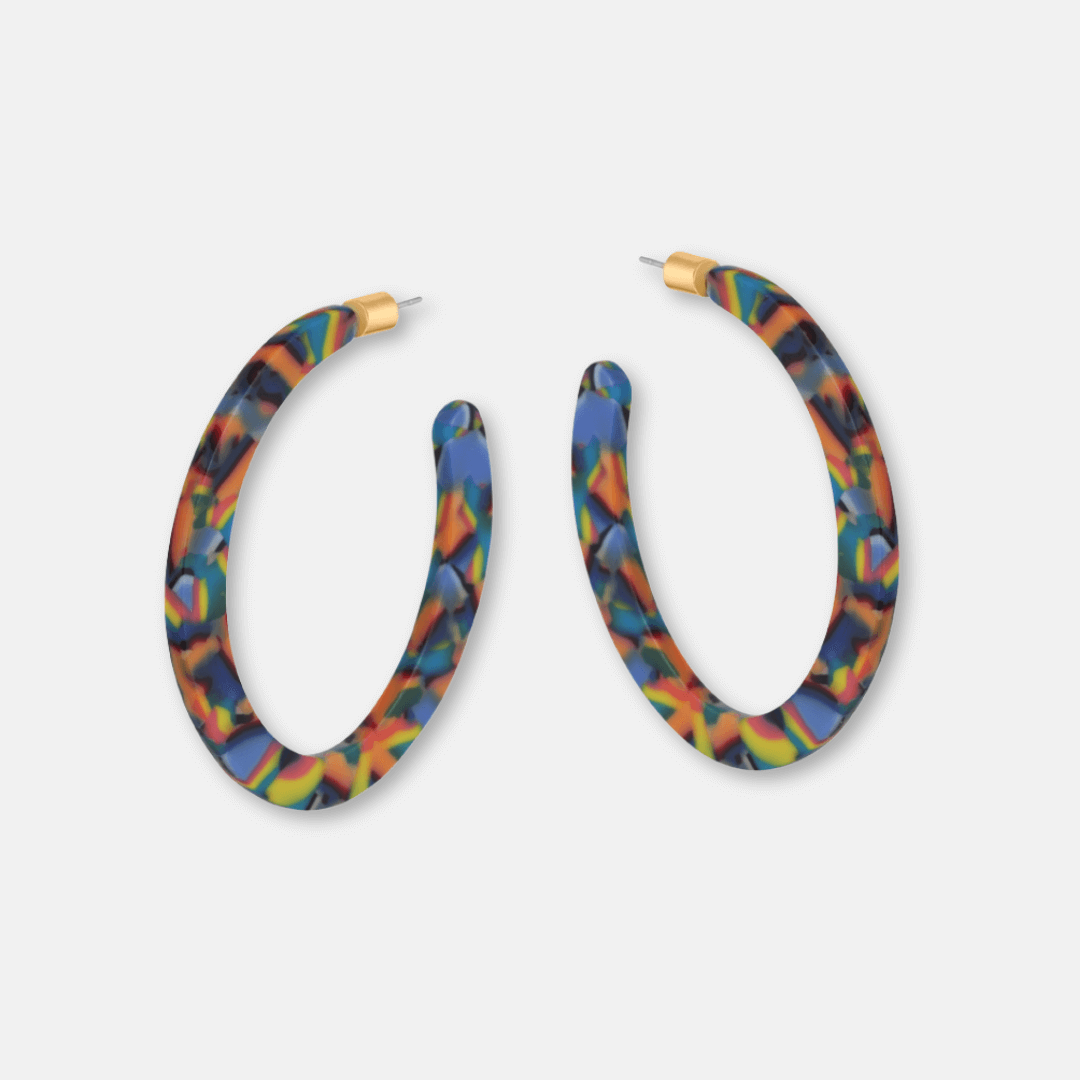 Oval Resin Hoop Earrings