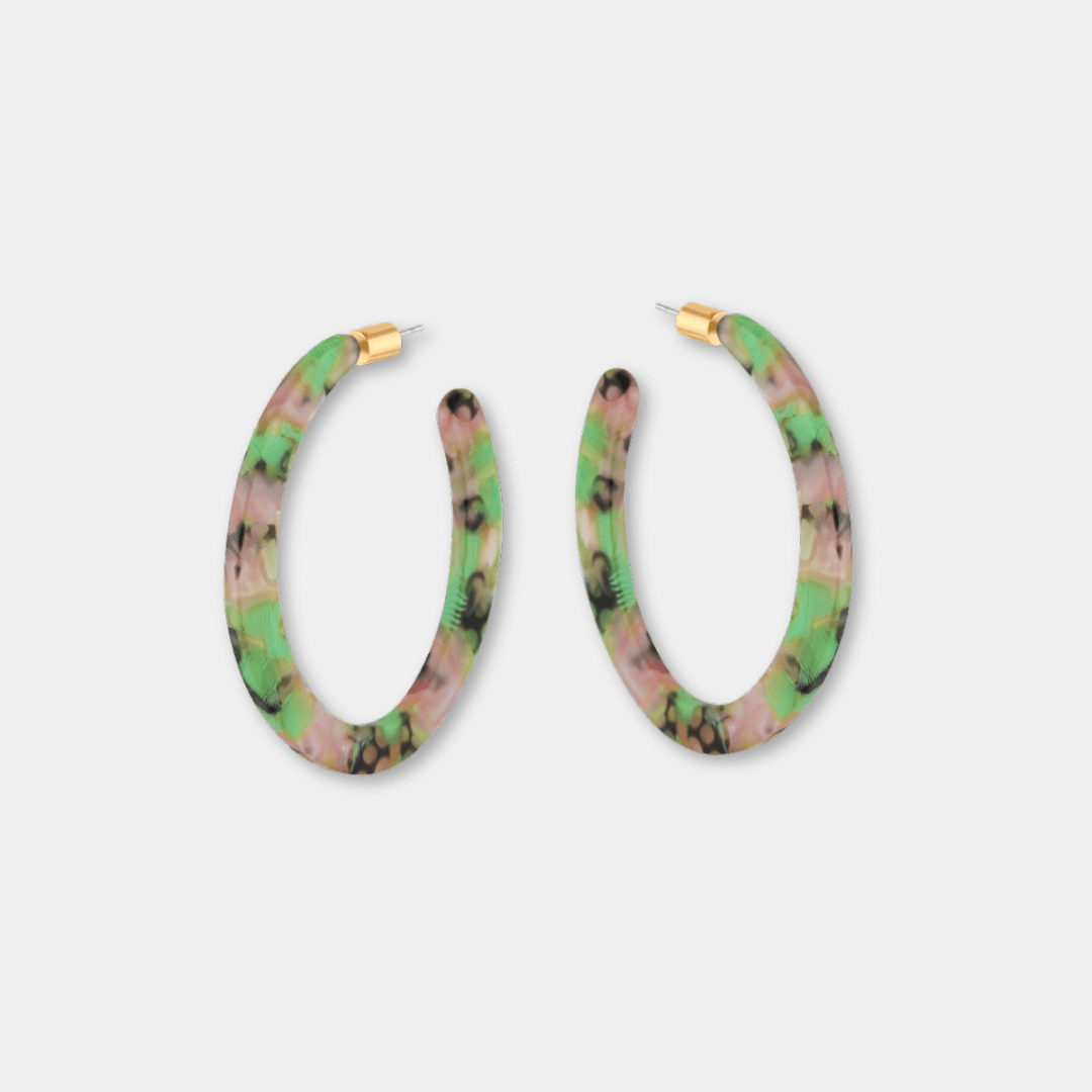 Oval Resin Hoop Earrings