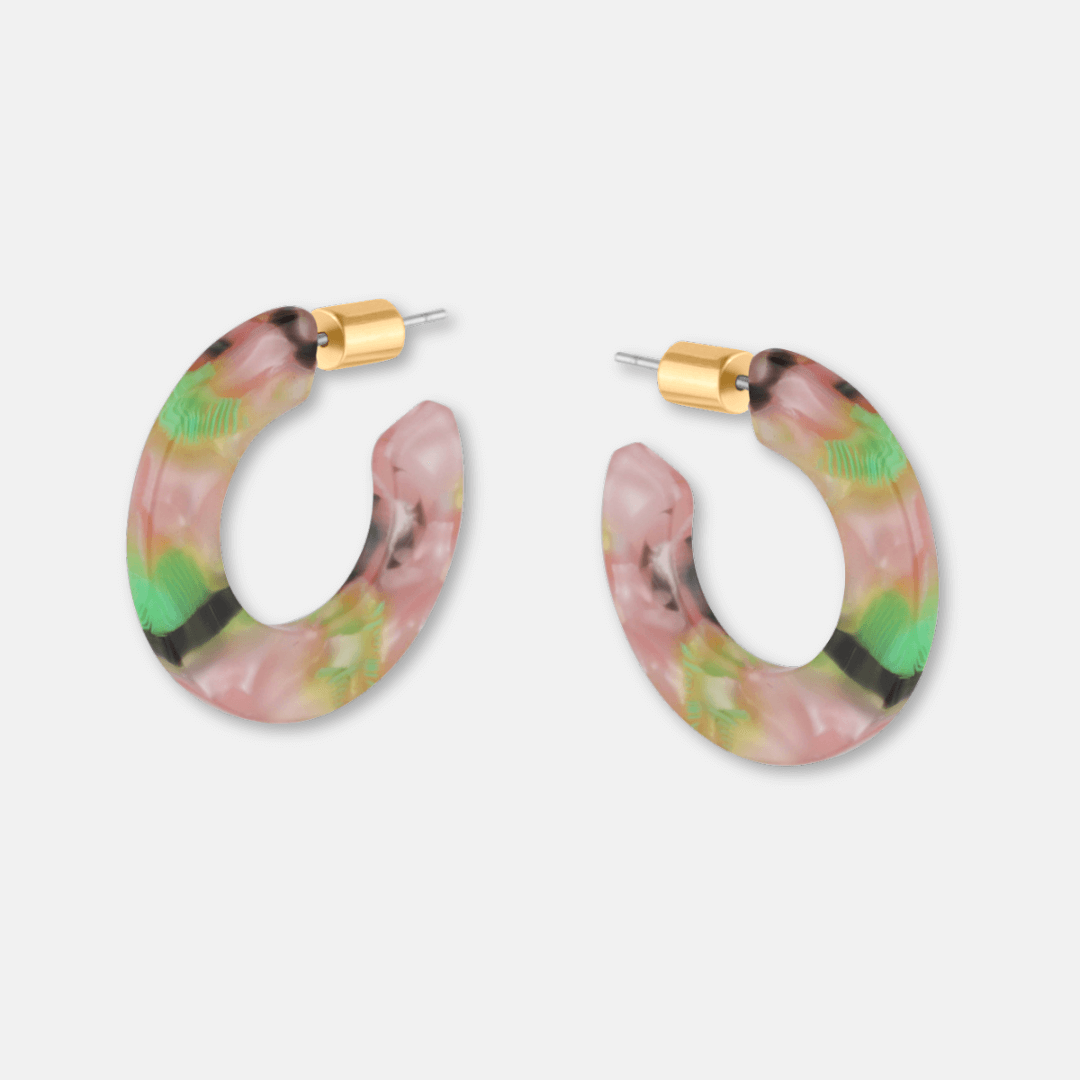 Small Flat Hoop Resin Earrings