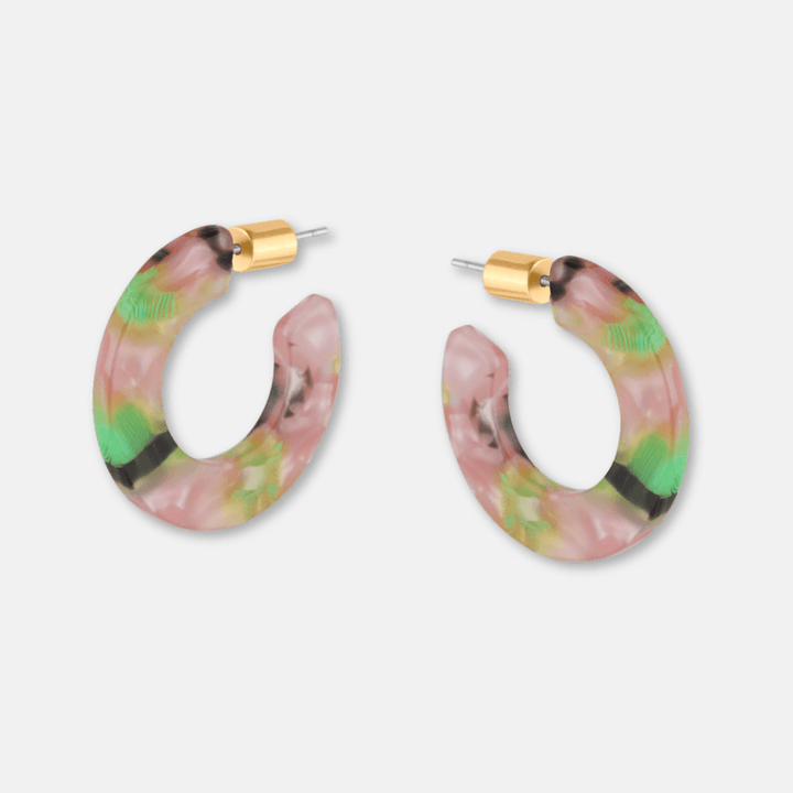 Small Flat Hoop Resin Earrings