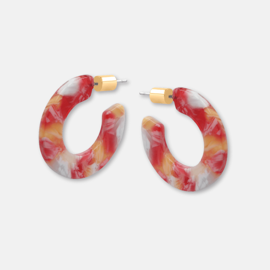 Small Flat Hoop Resin Earrings