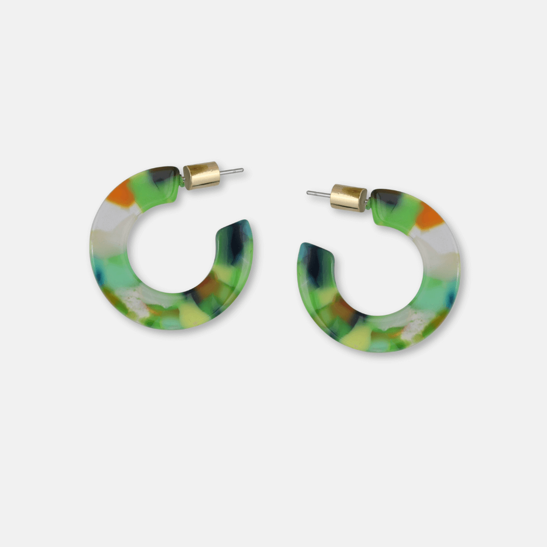 Small Flat Hoop Resin Earrings