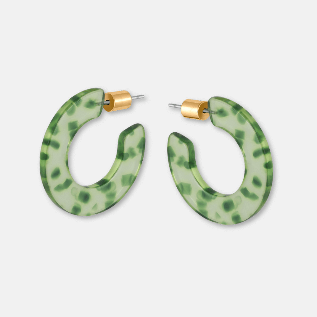 Small Flat Hoop Resin Earrings