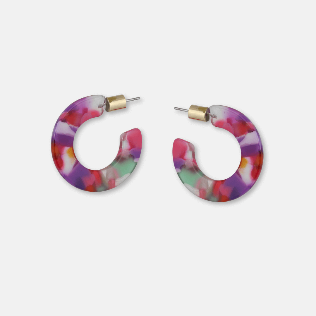 Small Flat Hoop Resin Earrings