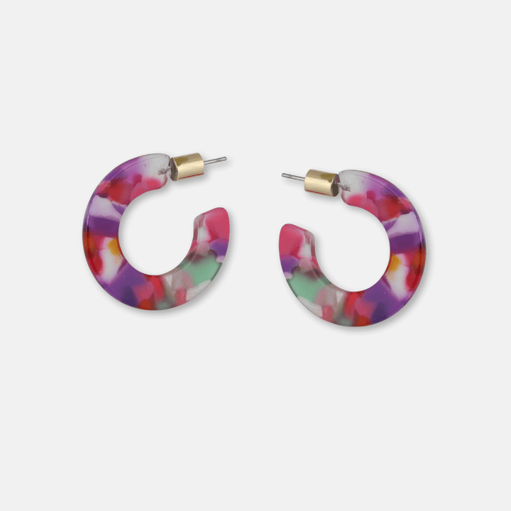 Small Flat Hoop Resin Earrings