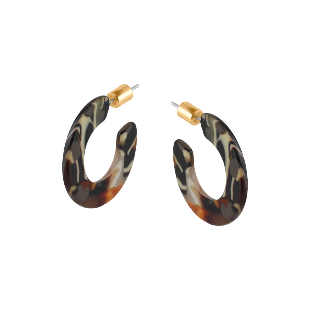 Small Flat Hoop Resin Earrings