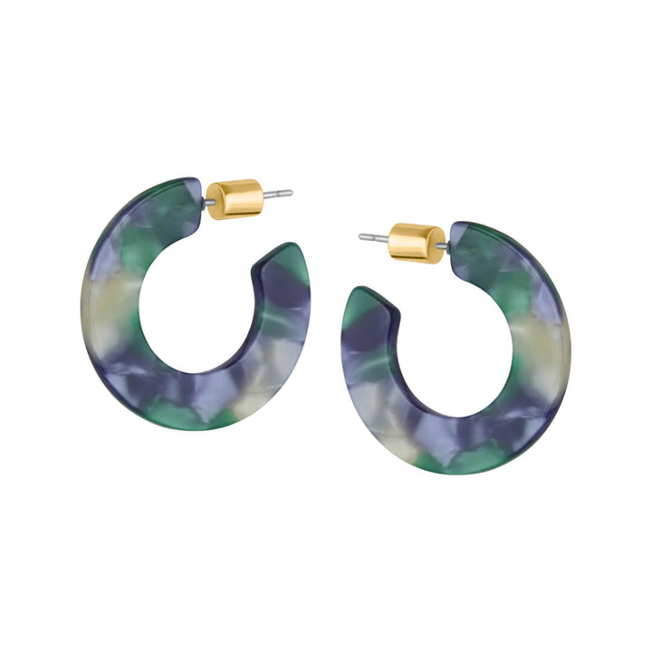 Small Flat Hoop Resin Earrings