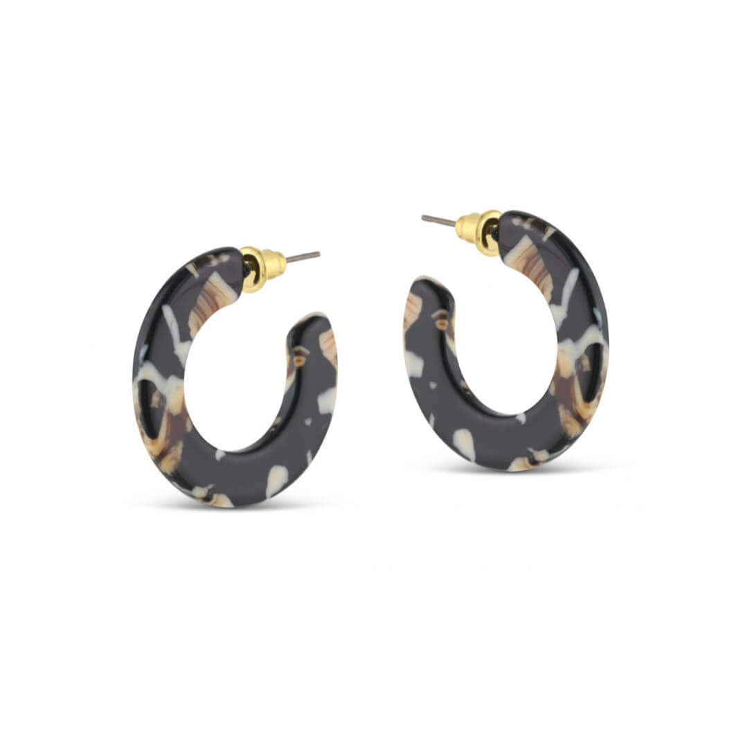 Small Flat Hoop Resin Earrings