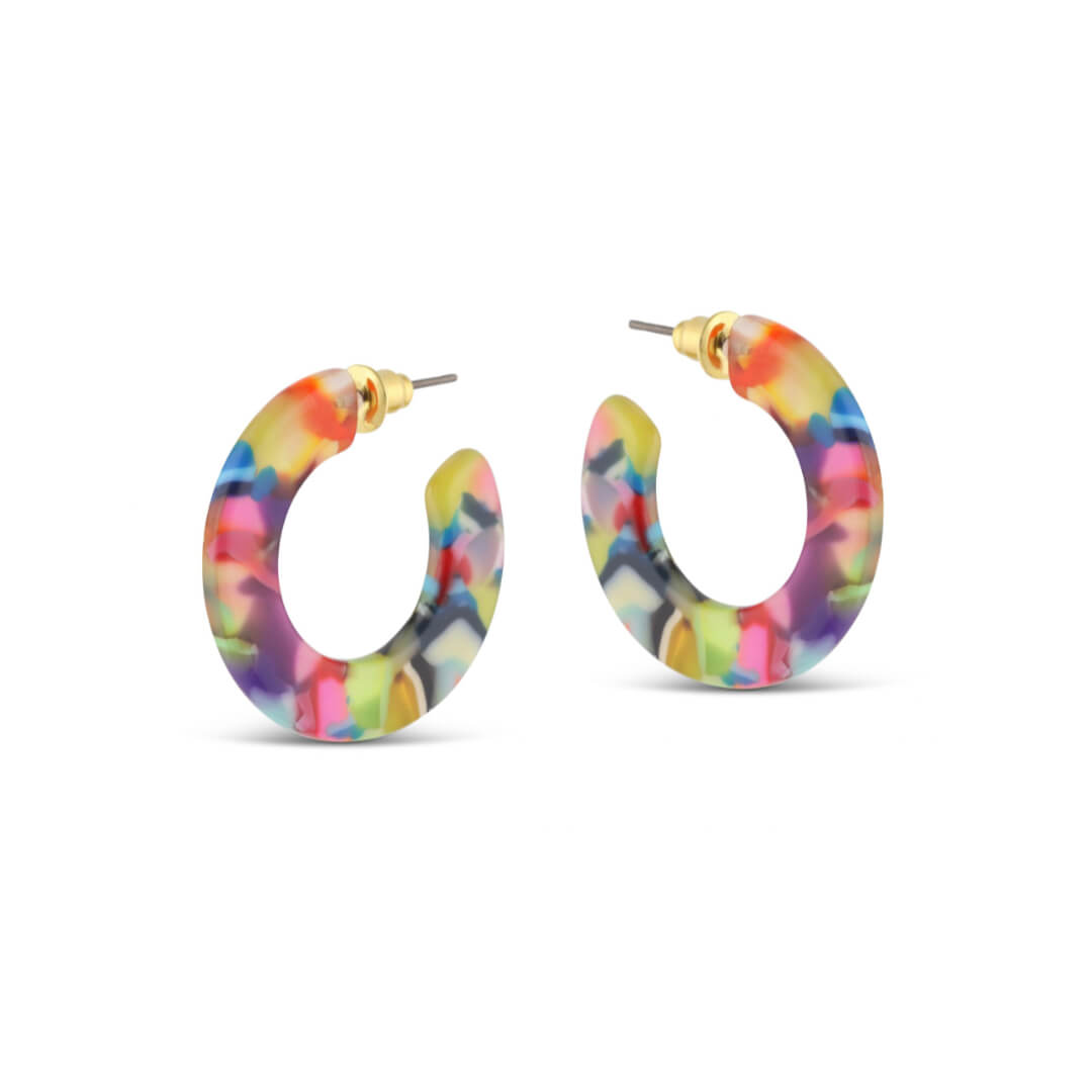 Small Flat Hoop Resin Earrings