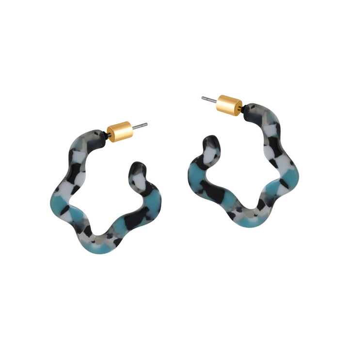 Small Squiggle Hoop Resin Earrings