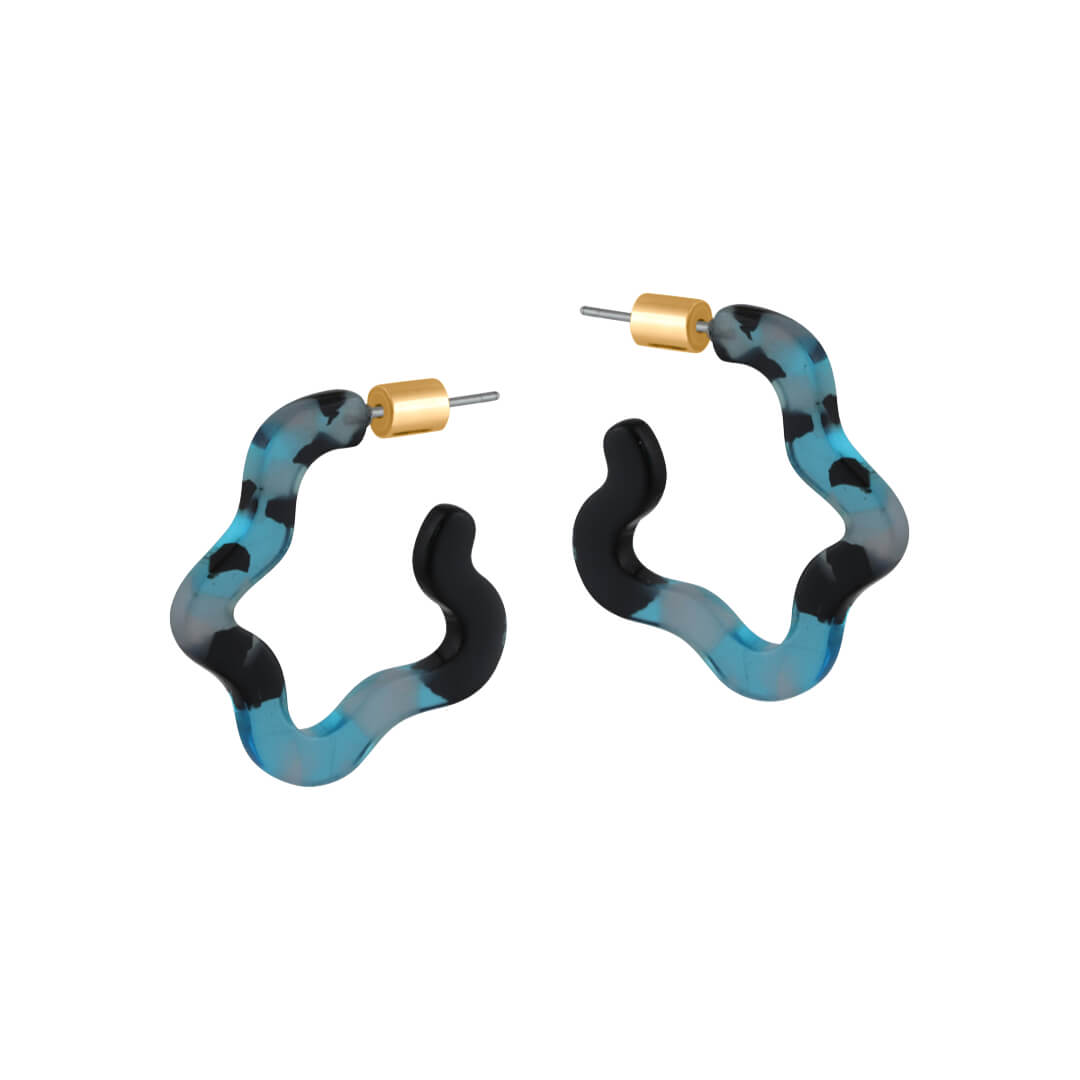 Small Squiggle Hoop Resin Earrings