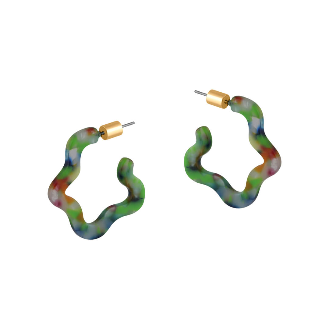 Small Squiggle Hoop Resin Earrings