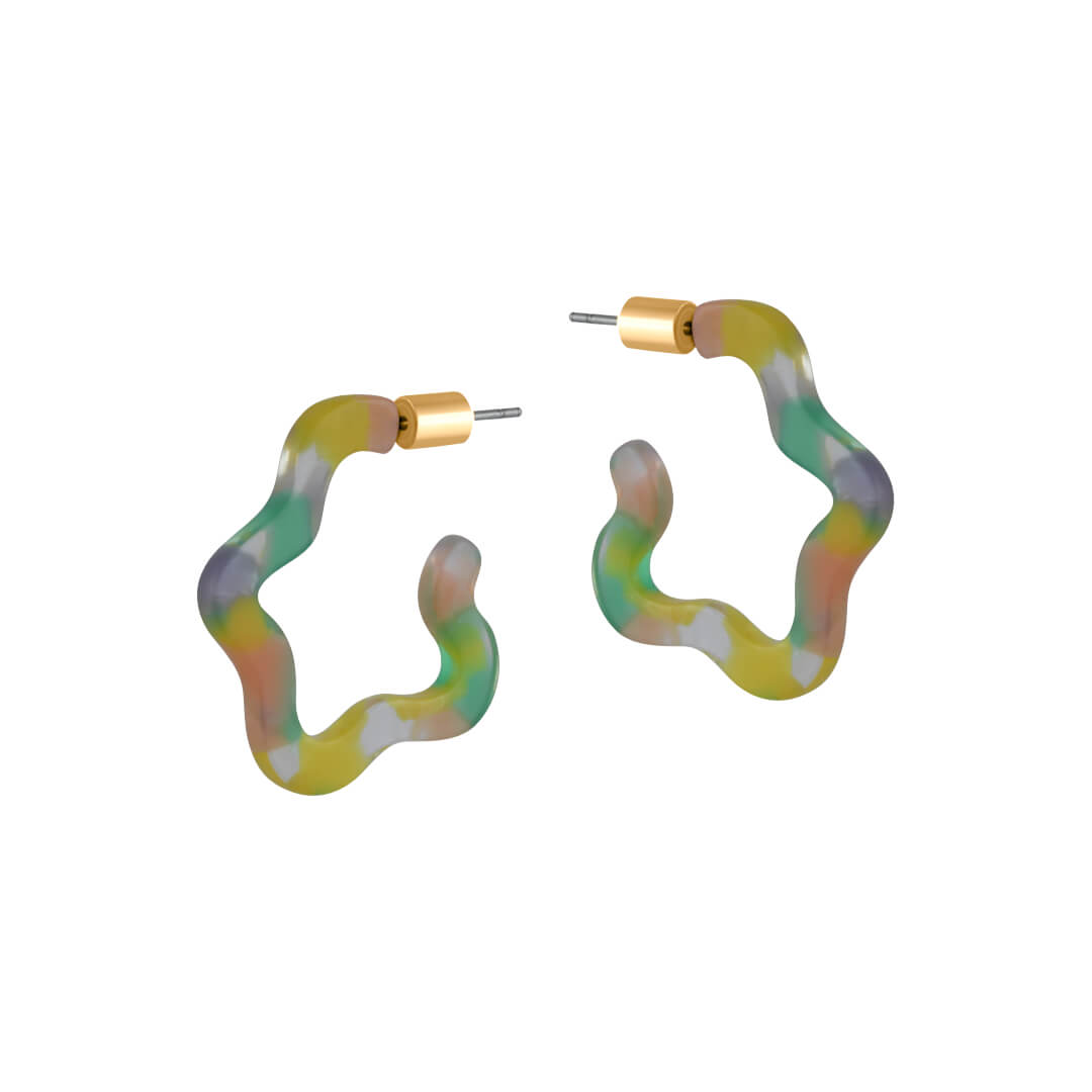 Small Squiggle Hoop Resin Earrings