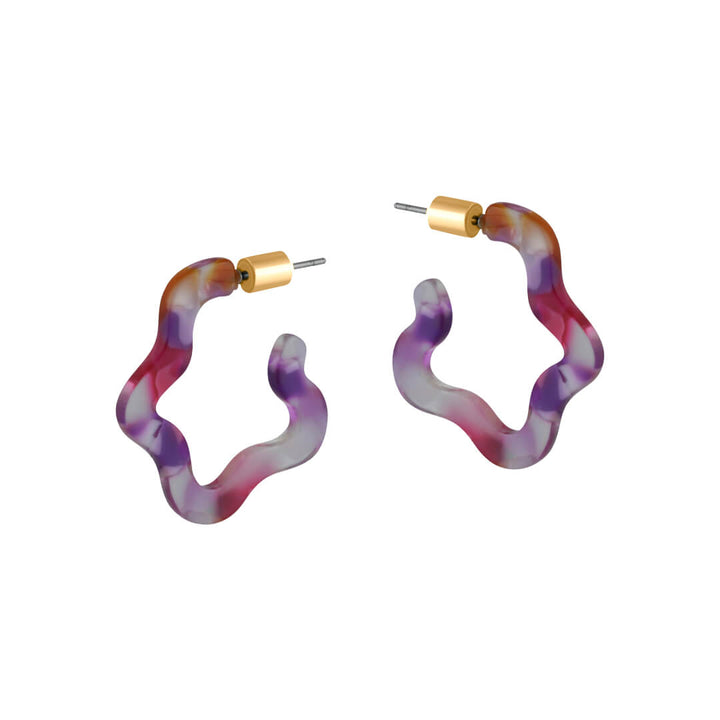 Small Squiggle Hoop Resin Earrings