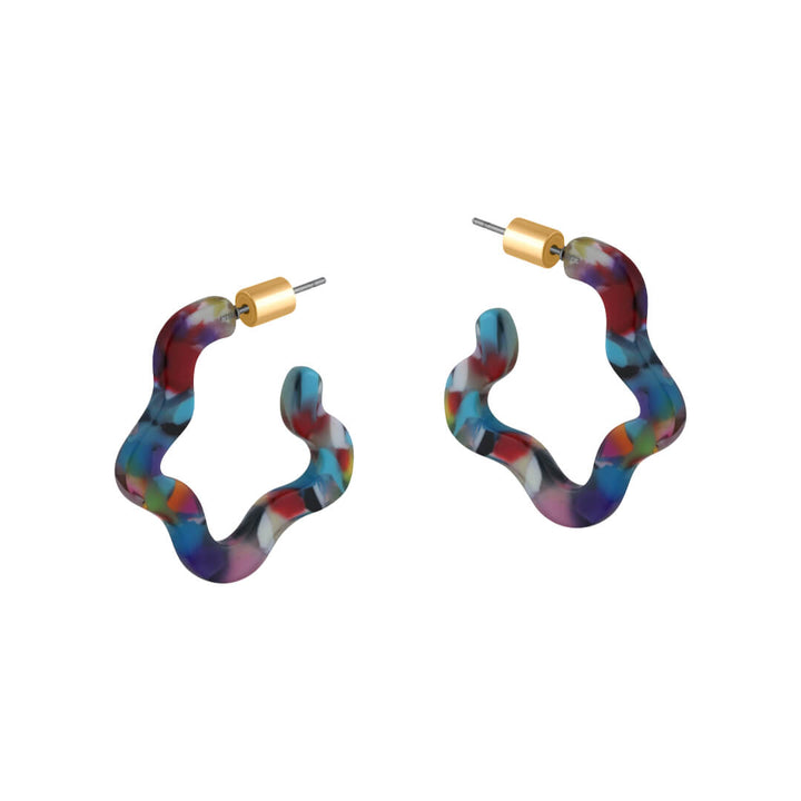 Small Squiggle Hoop Resin Earrings