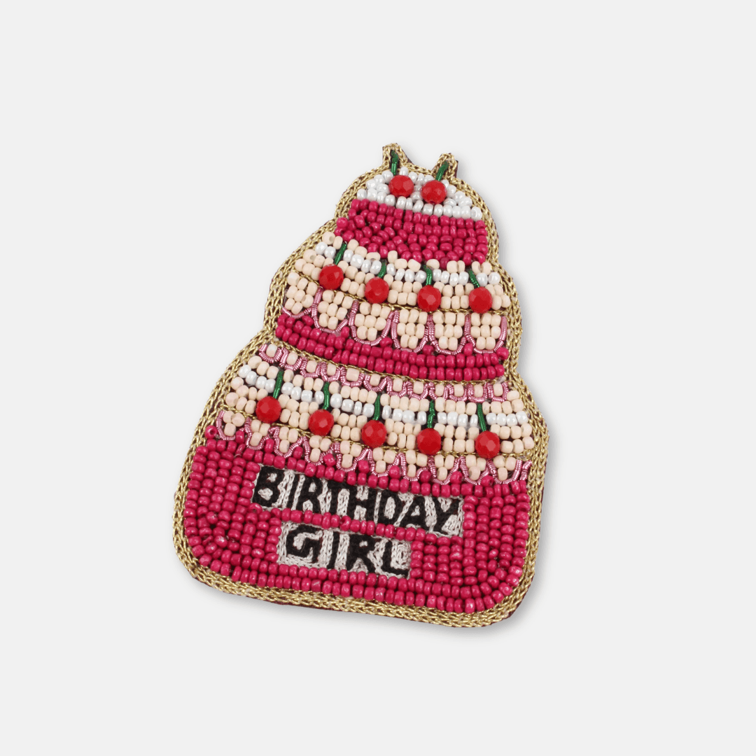 Birthday Girl Cake Beaded Brooch