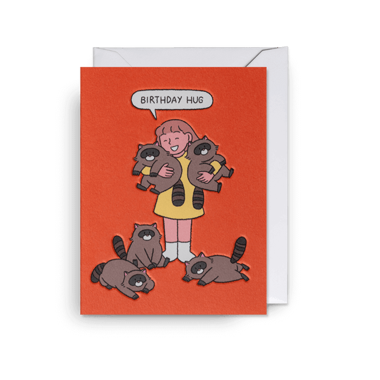Birthday Hug Raccoon Mini Greetings Card