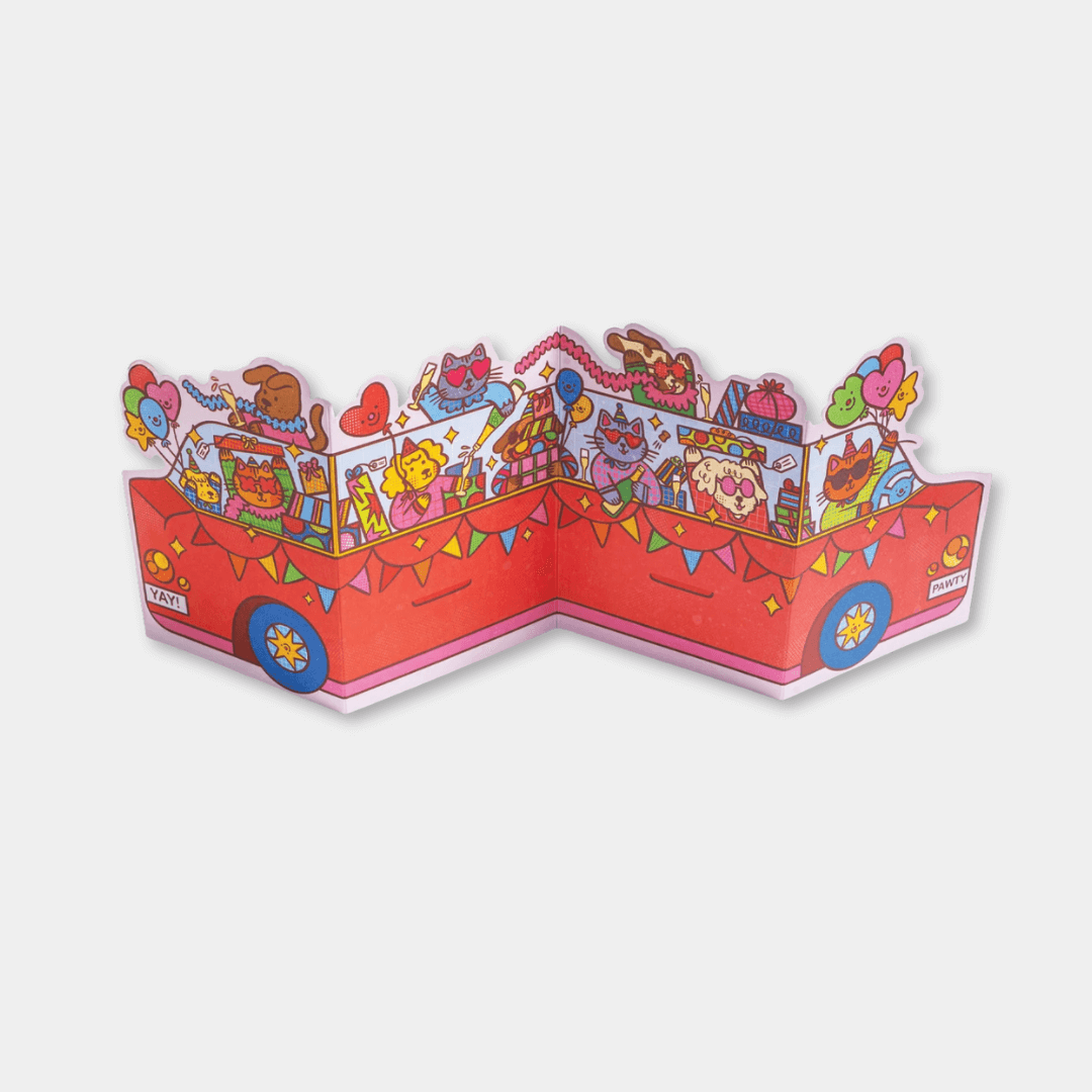 Birthday Limo Concertina Greetings Card