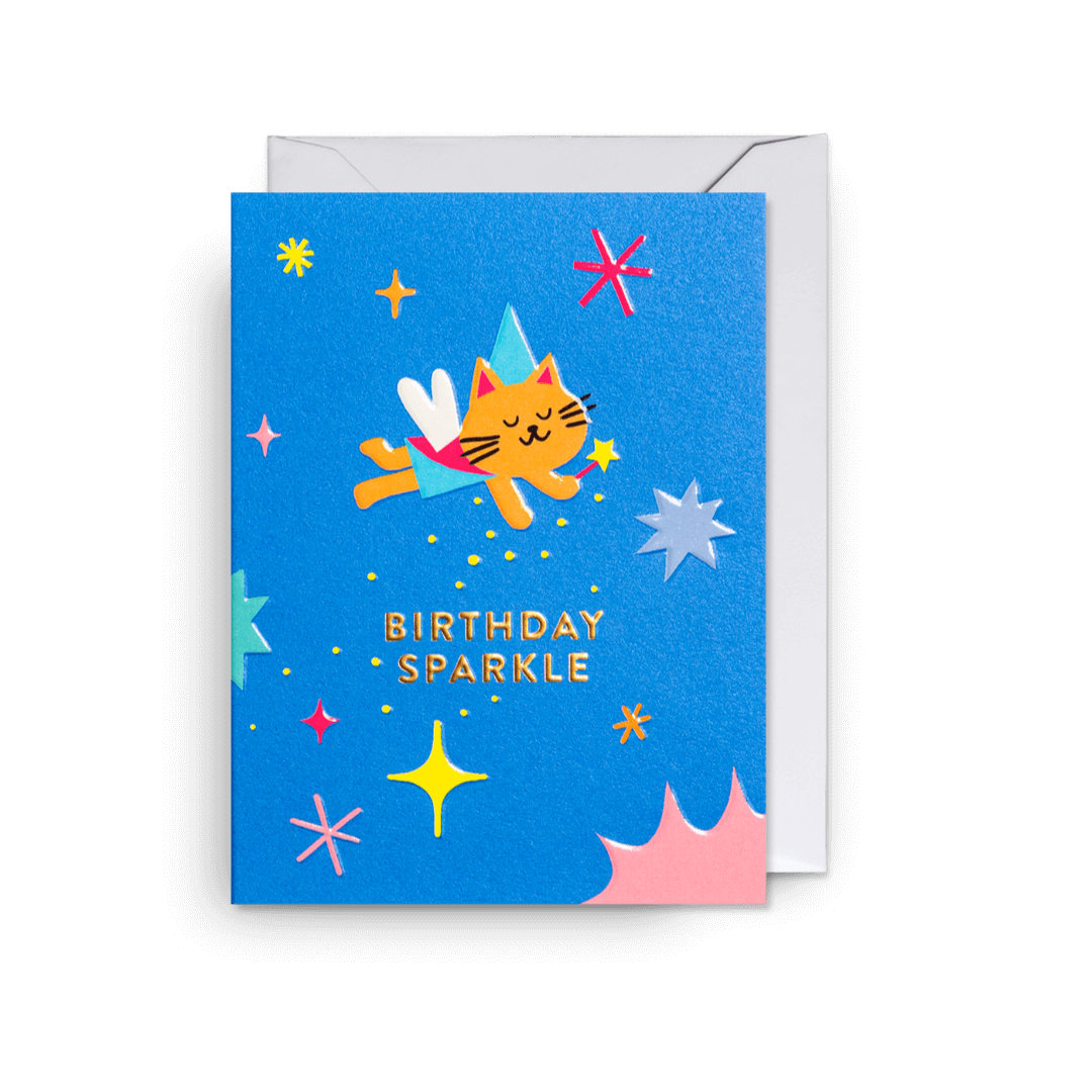 Birthday Sparkle Fairy Cat Mini Greetings Card