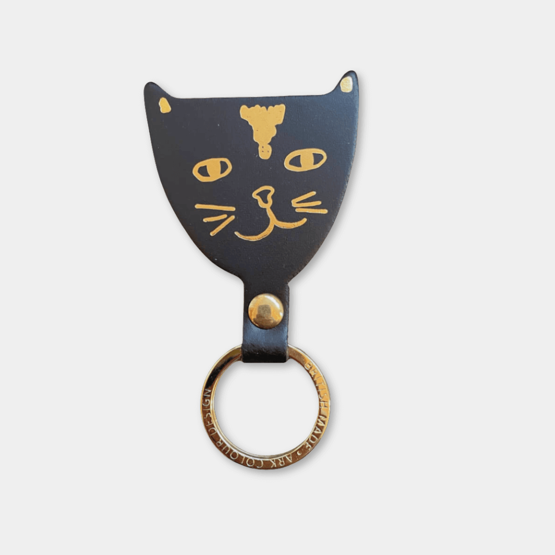 Black Cat Head Key Ring