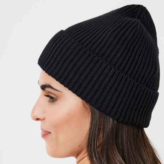 Black Recycled Beanie Hat