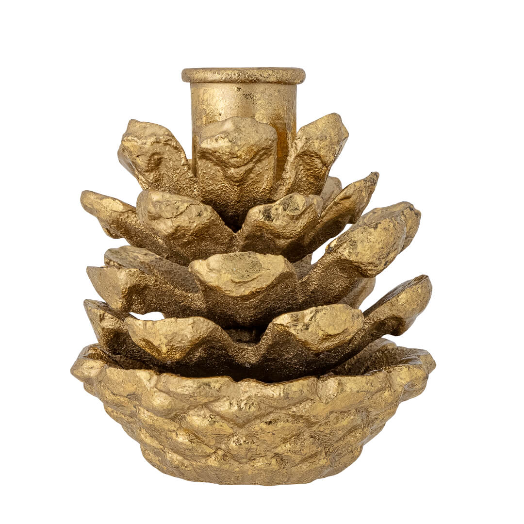 Gold Fir Cone Candle Holder