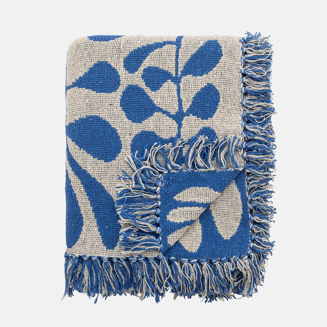 Nevine Blue Floral Throw