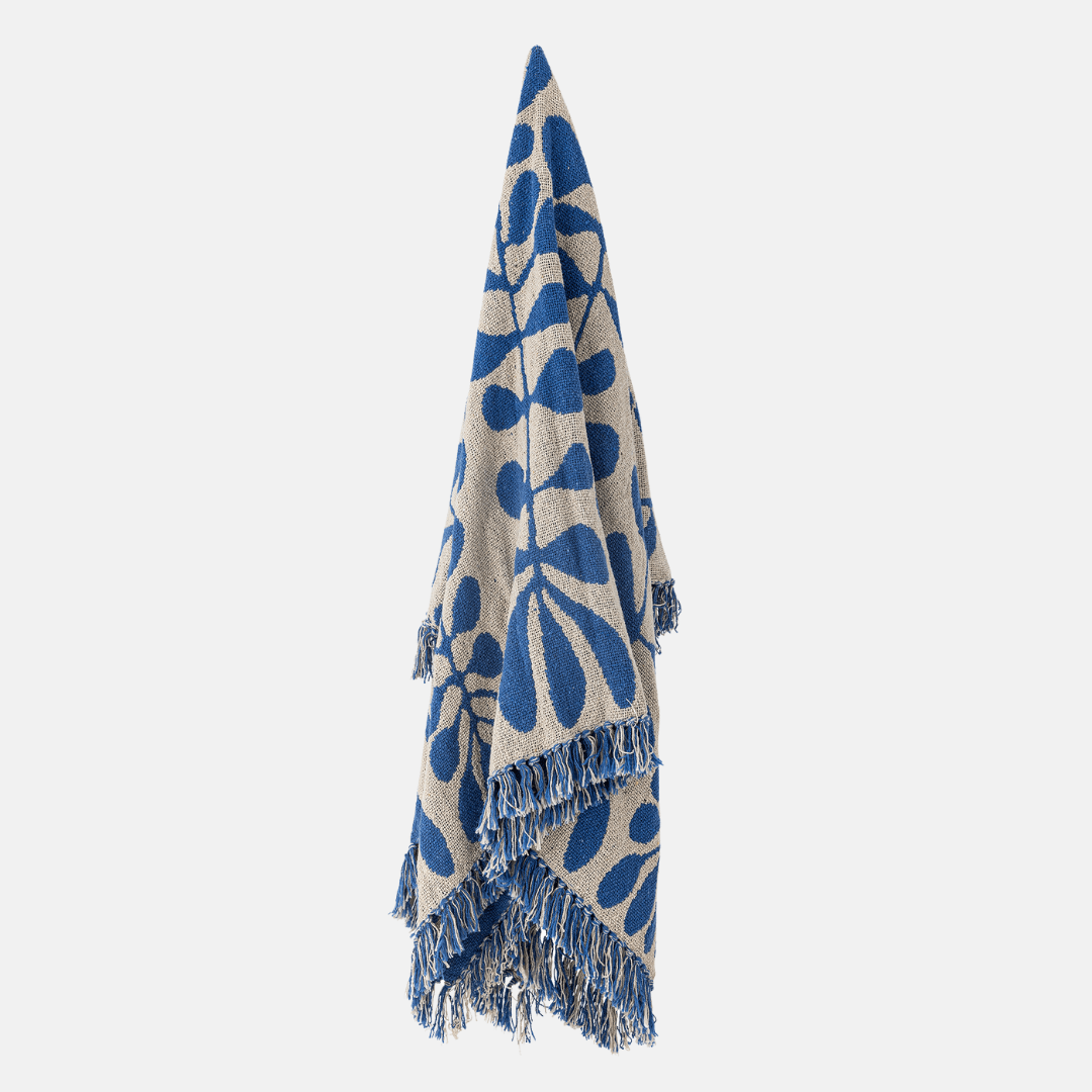 Nevine Blue Floral Throw