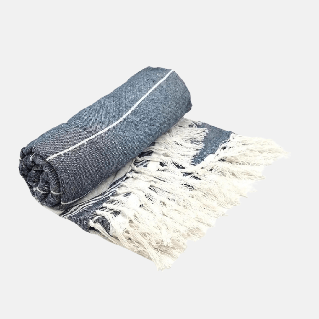 Blue Round Turkish Beach Towel