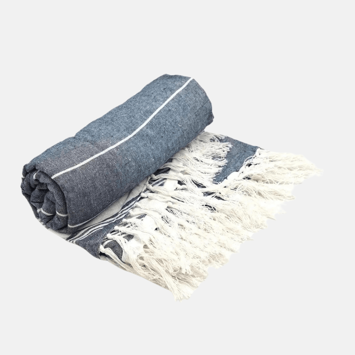Blue Round Turkish Beach Towel