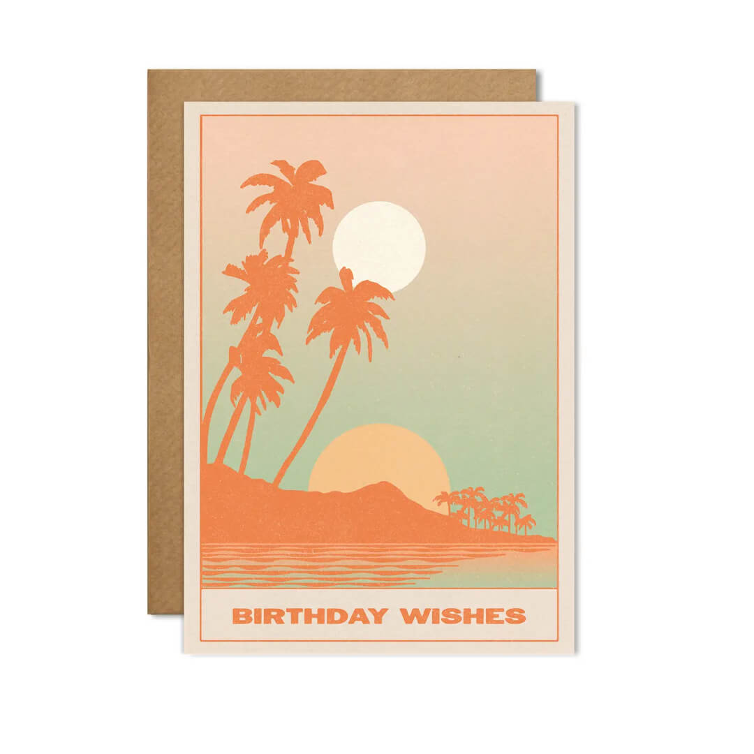 Birthday Wishes Palm Tree Greetings Card