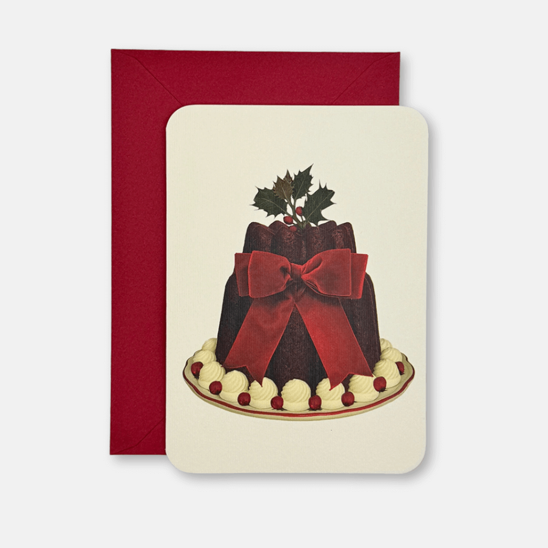 Red Velvet Christmas Pudding Greetings Card